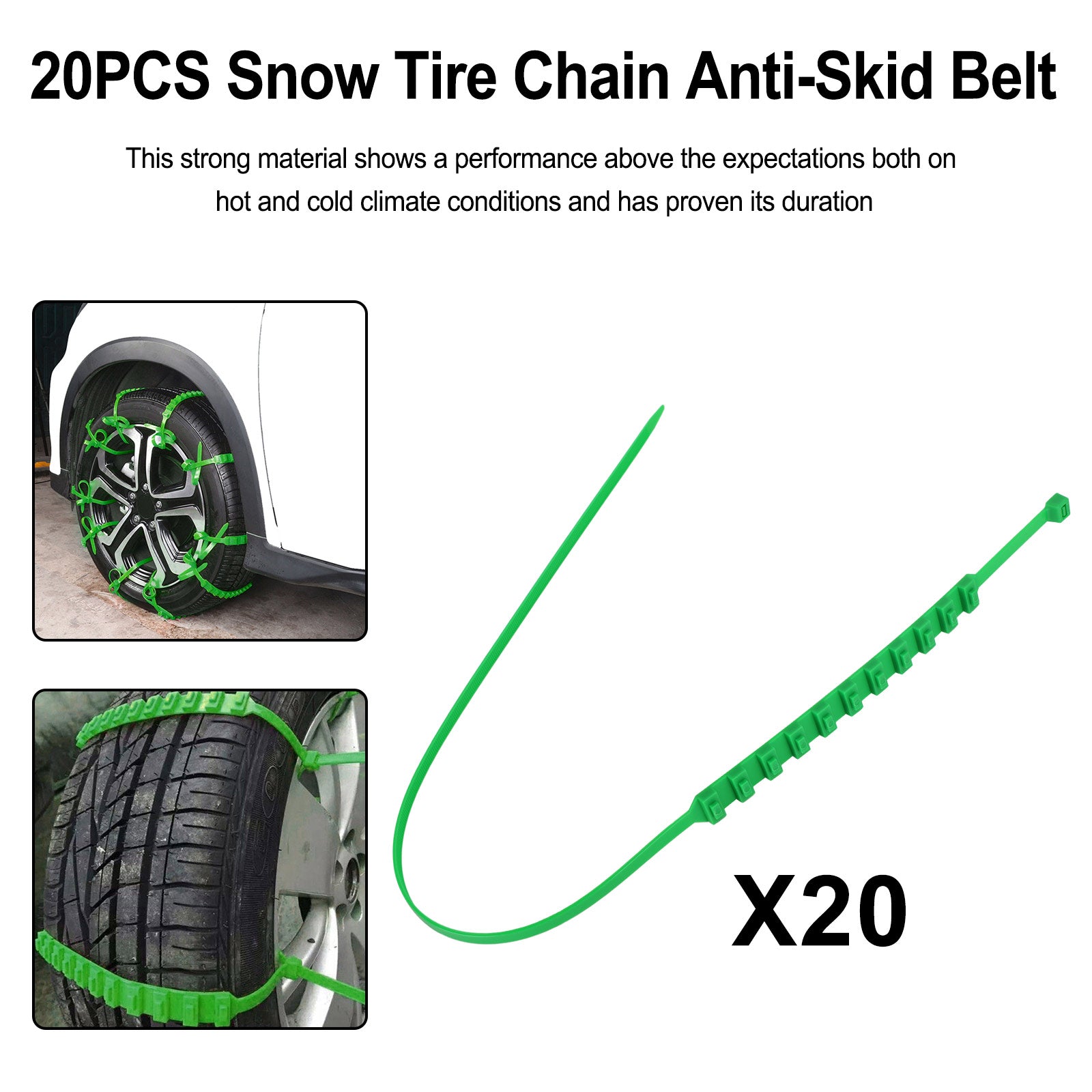 10PCS Snow Tire Chain Anti-Skid Belt For Car Truck SUV Emergency Winter Driving Generic