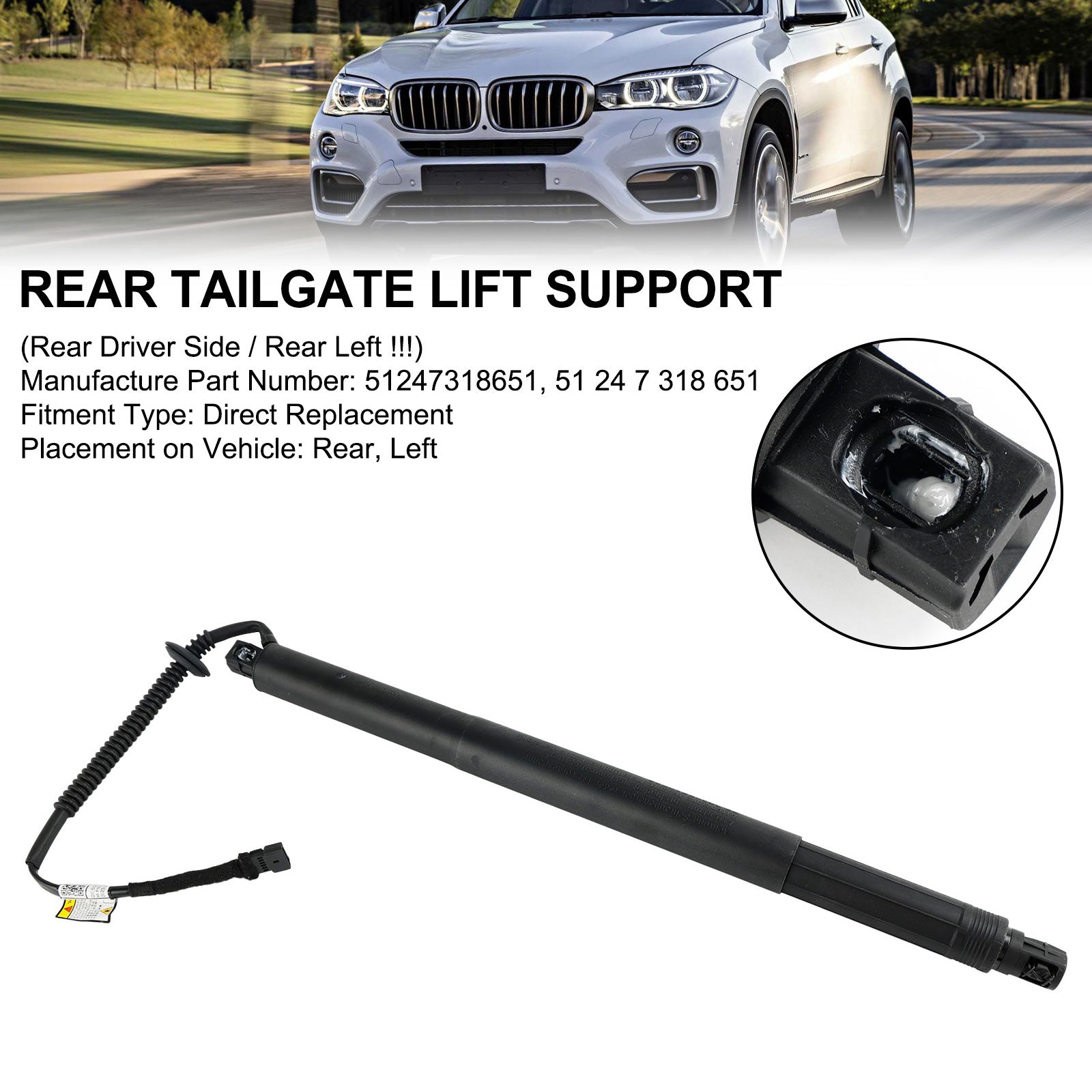 BMW X6 F16 F86 2014-2019 51247318651 Rear Left Tailgate Power Lift Support