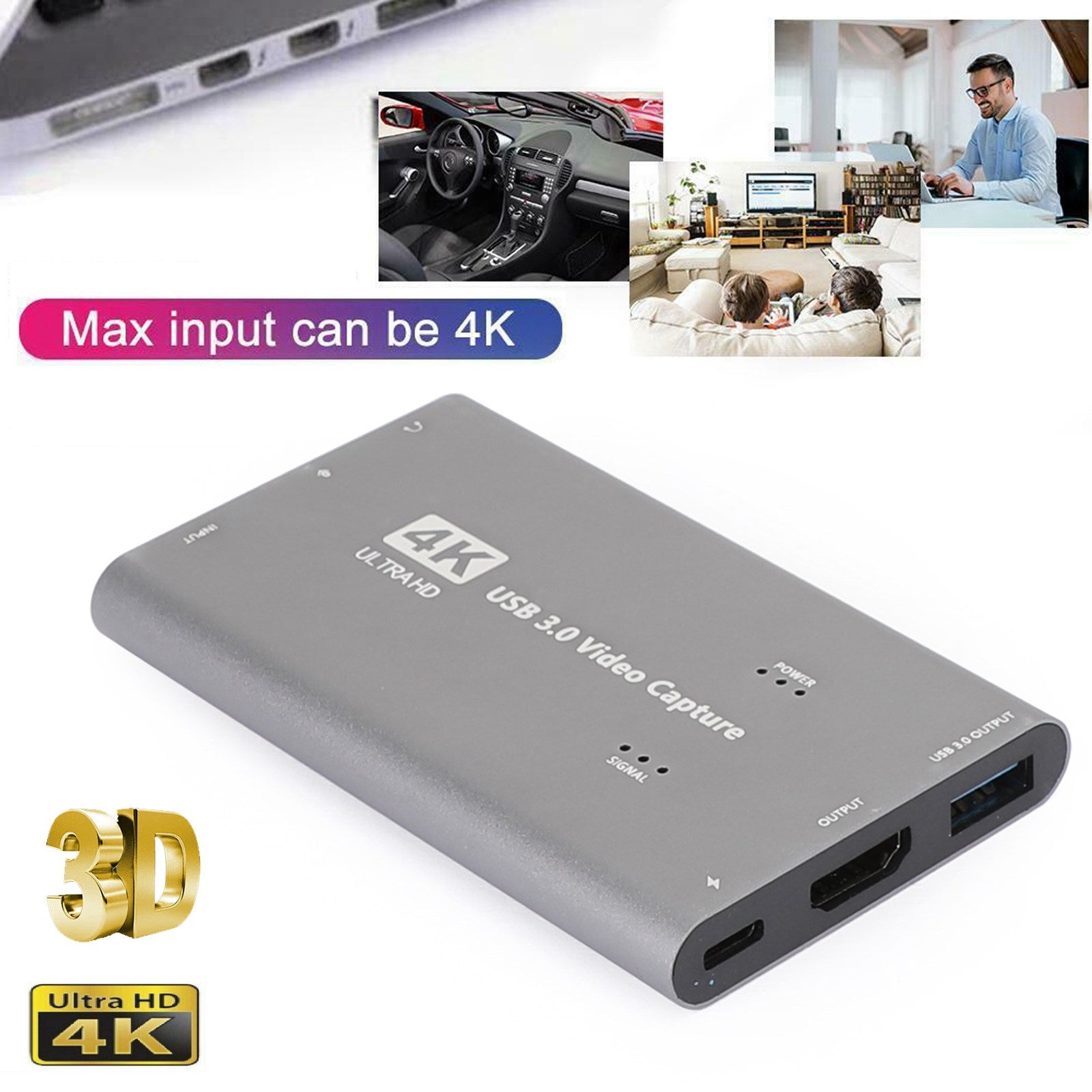 4K 1080p 60fps HD to USB 3.0 Video Capture Card Game Live Recorder Plug And Play