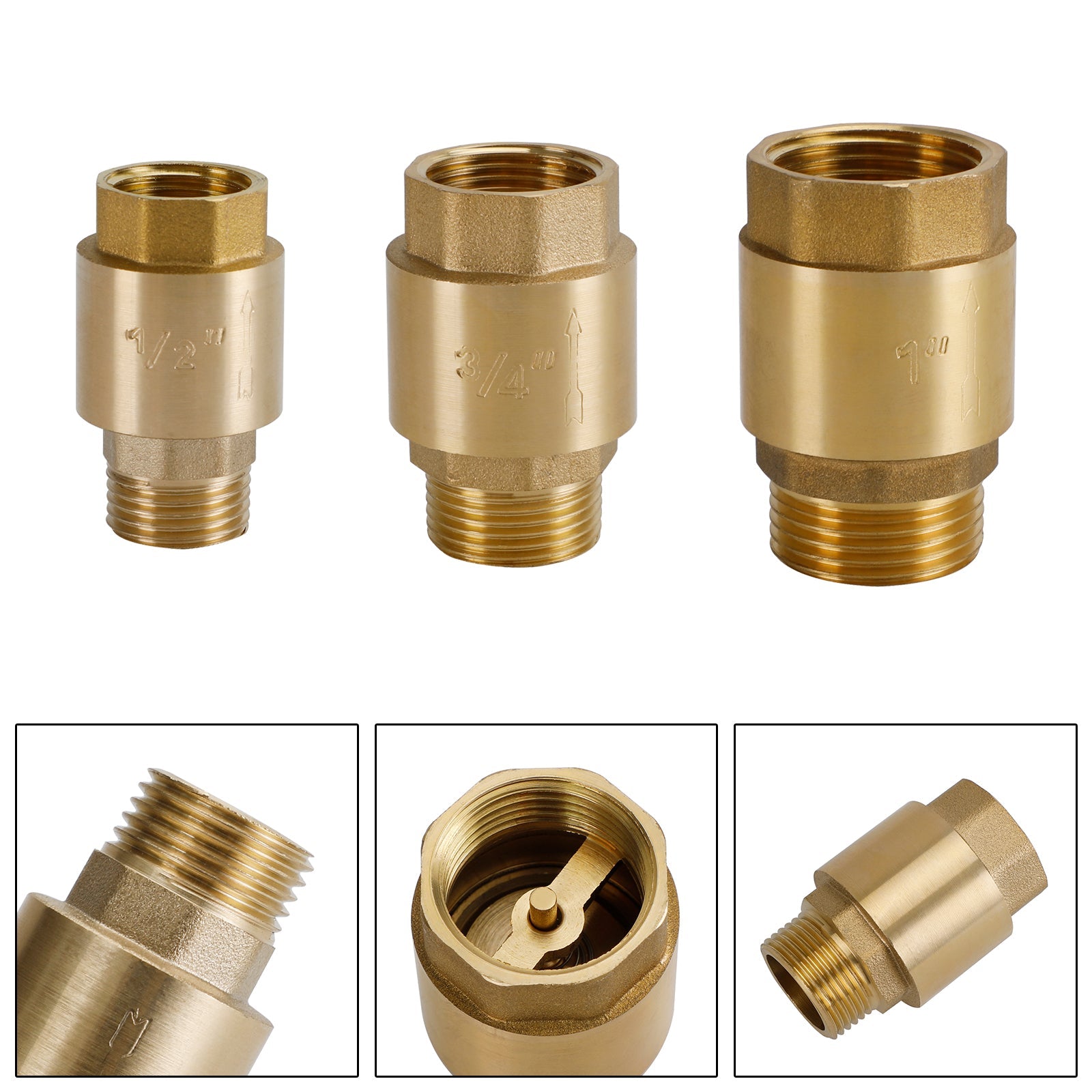 Brass Check Valve G1/2" G3/4" G1" M To F Thread Non-Return Backflow Prevention