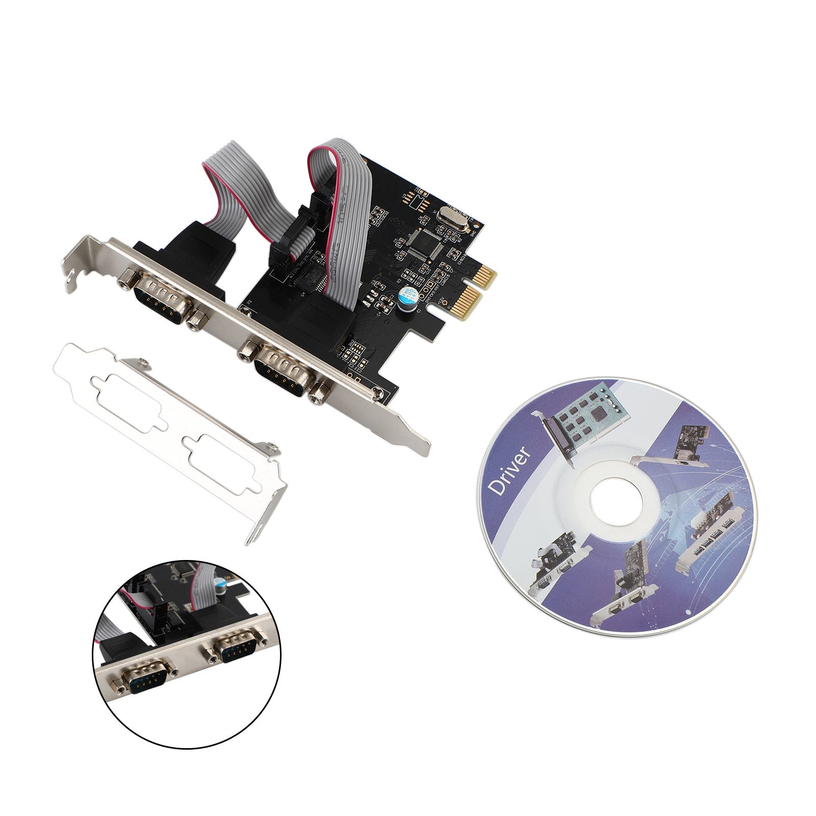 Tarjeta adaptadora de placa extensora PCIE a RS232 Dual Serial WCH382 Chip PCI-Express