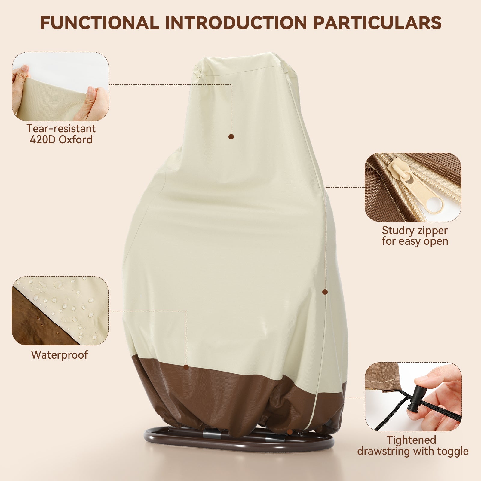 파티오 에그 의자 커버, 야외용 더블 위커 에그 스윙 커버, 방수