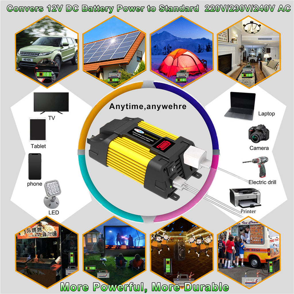 4000W 차량용 사인파 인버터 (LED 디스플레이 포함) DC 12V ~ AC 220V 인버터