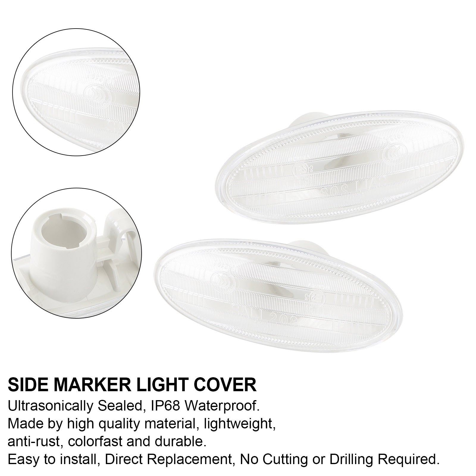 2X Clear Side Marker Lamp Turn Signal Light Housing for Nissan 26160-89900 Generic