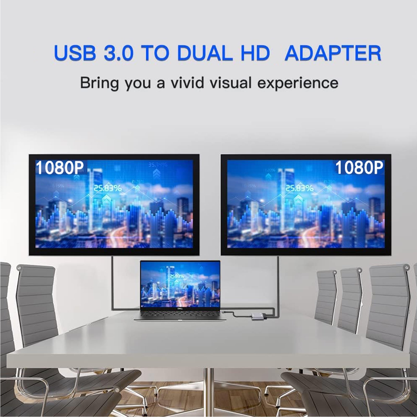 USB3.0Type-C to dual 1080P HD converter notebook to dual port HDTV same screen display extension