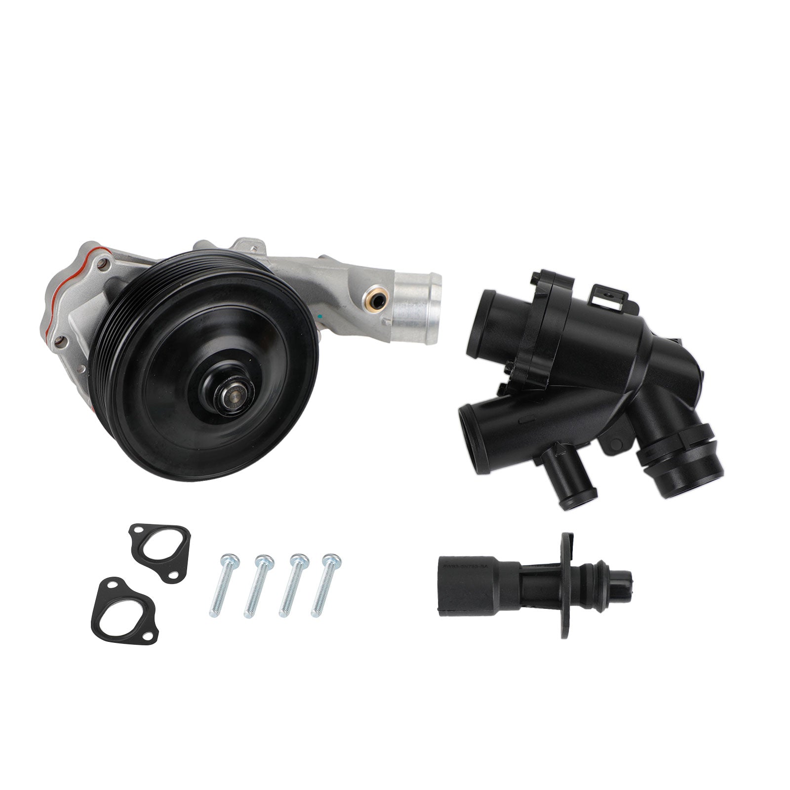 2010-2014 Jaguar XF 5.0L V8 XFR XFR-S Water Pump w/ Bolts Gaskets Connector + Thermostat Kit