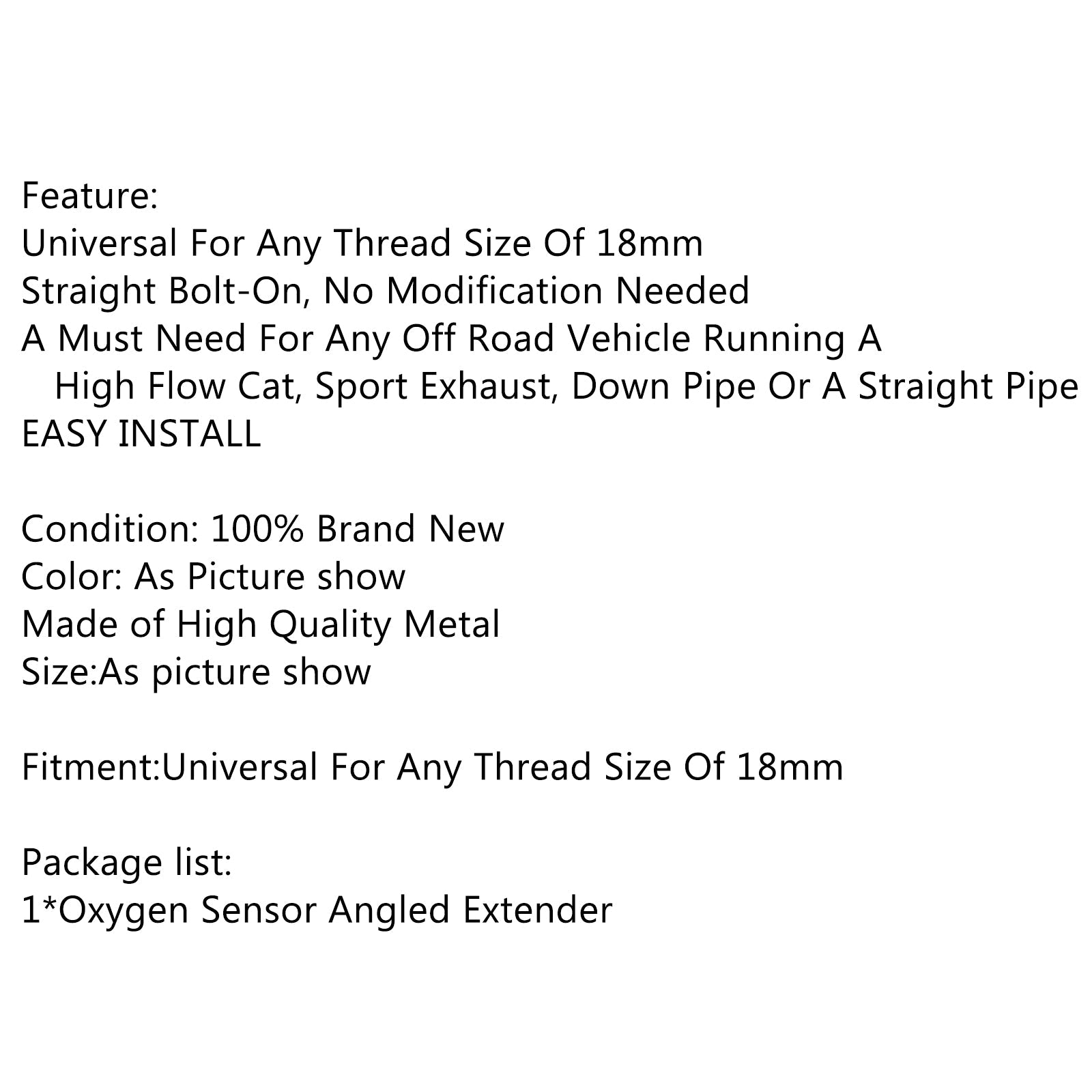 Espaciador extensor en ángulo con sensor O2 de oxígeno para automóvil 90 grados fijo 02 Bung Extension M18 X 1.5 Genérico