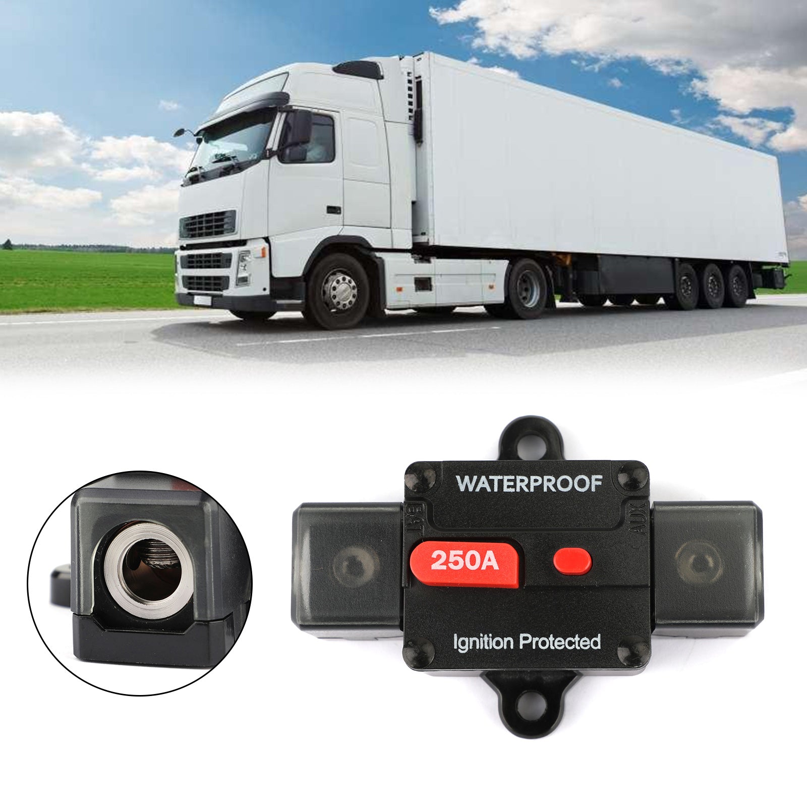 250A 회로 차단기 점화 보호 인라인 리셋 퓨즈 교체 (자동차 해양용) 250A 회로 차단기 점화 인라인 자동 리셋 퓨즈 교체 (자동차 해양용) 250A AMP 회로 차단기 점화 인라인 리셋 퓨즈 교체 (자동차 해양용)