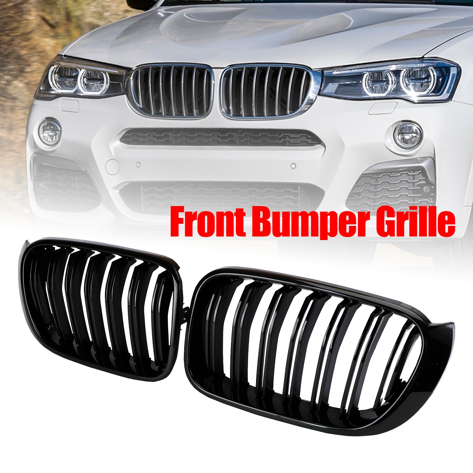 BMW X3 X4 F25 F26 2014-2017 Gloss Black Front Bumper Kidney Grille Grill