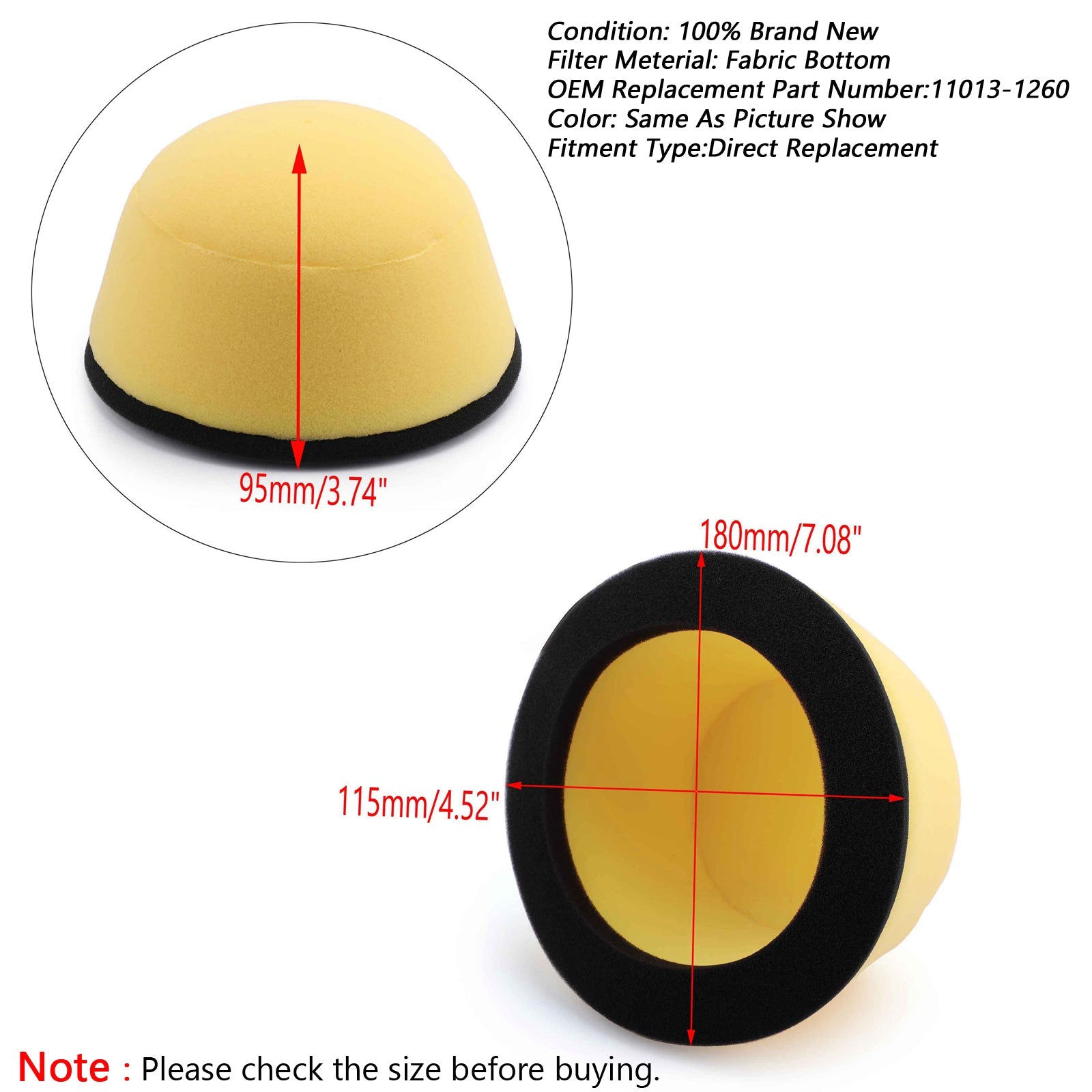 Air Filter Cleaner Element Replacement Fit for Kawasaki KDX KLX KX Repl #. 11013-1150 11013-1194 11013-1196 11013-1150 11013-1198