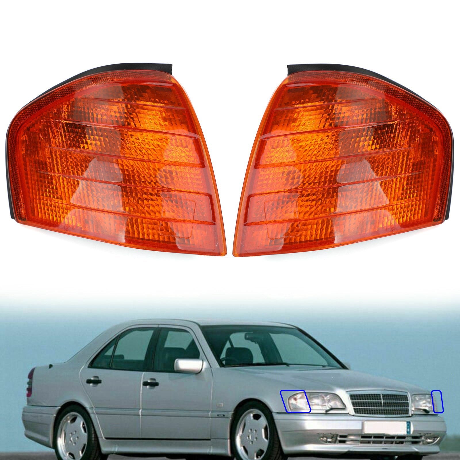 Left/Right Corner Lights Turn Signal Lamps For Benz C Class W202 1994-2000 Generic