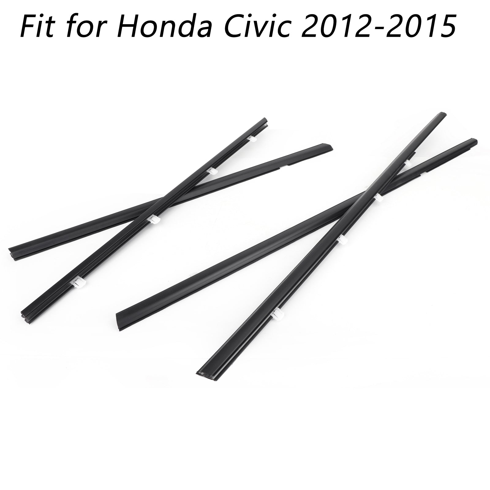 2012-2015 Honda Civic 4pcs Car Weatherstrip Window Moulding Trim Seal Belt Generic