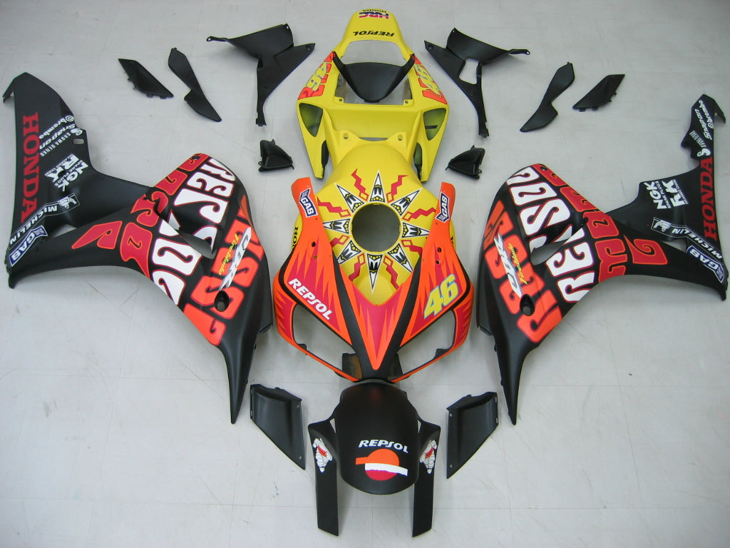 Fairings 2006-2007 Honda CBR 1000 RR Black Yellow Valentino Rossi Generic