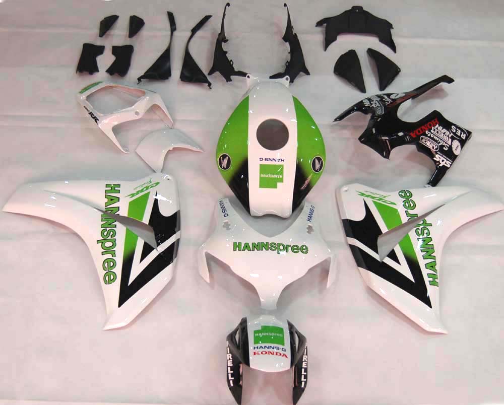 Fairings 2008-2011 Honda CBR 1000 RR White Green Hannspree Generic