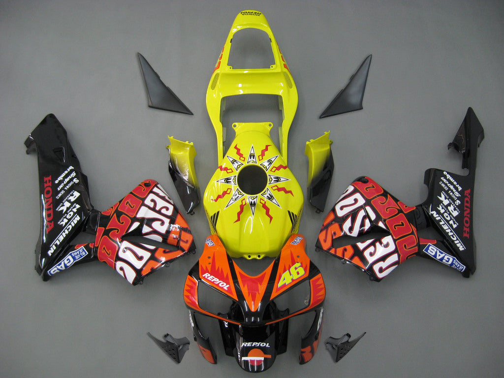 Fairings 2003-2004 Honda CBR 600 RR Yellow Black Valentino Rossi Repsol Moto Generic