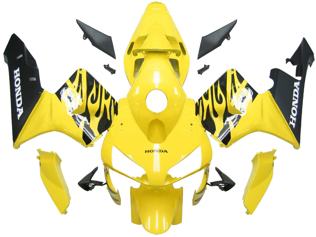 페어링 2003-2004 혼다 CBR 600 RR 옐로우 & 블랙 플레임 제네릭