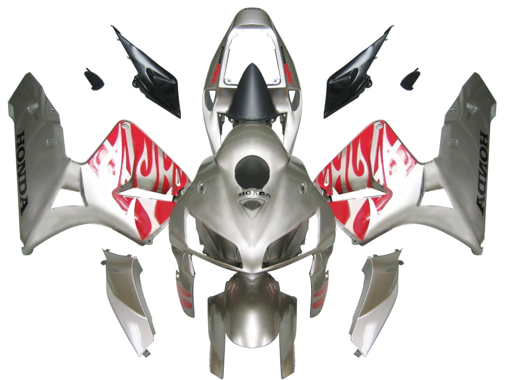Fairings 2005-2006 Honda CBR 600 RR Silver & Red Tribal Generic