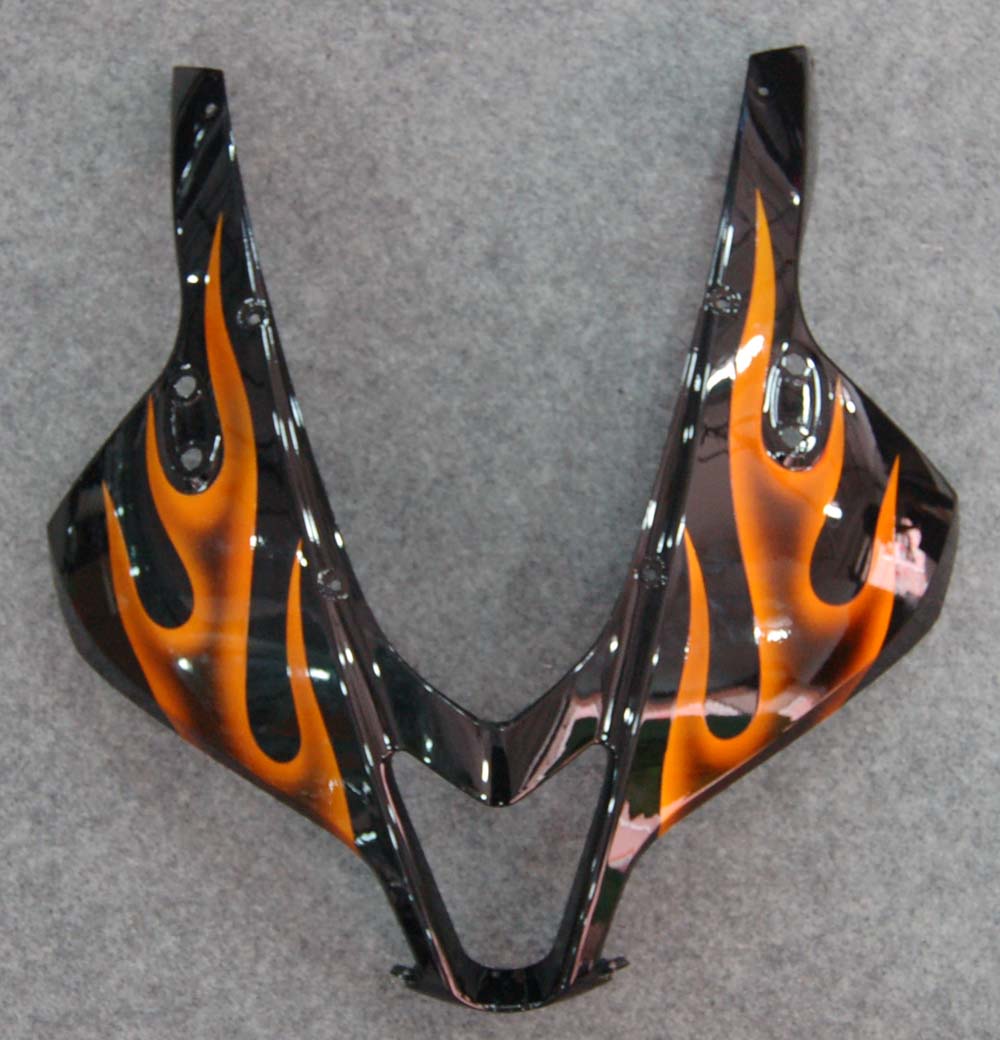 Fairings 2007-2008 Honda CBR 600 RR Black & Orange Flame Generic