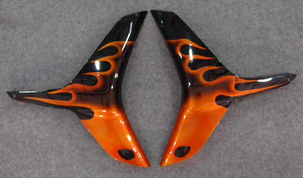 Fairings 2007-2008 Honda CBR 600 RR Black & Orange Flame Generic