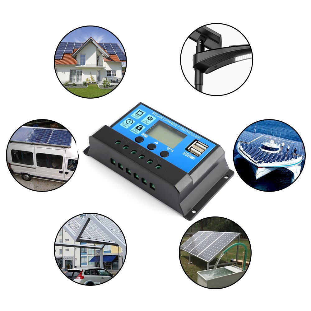 Controller PWM Solar 10-60A 12V24V36V48V60V Auto Focus Tracking Panel Regulator Charge