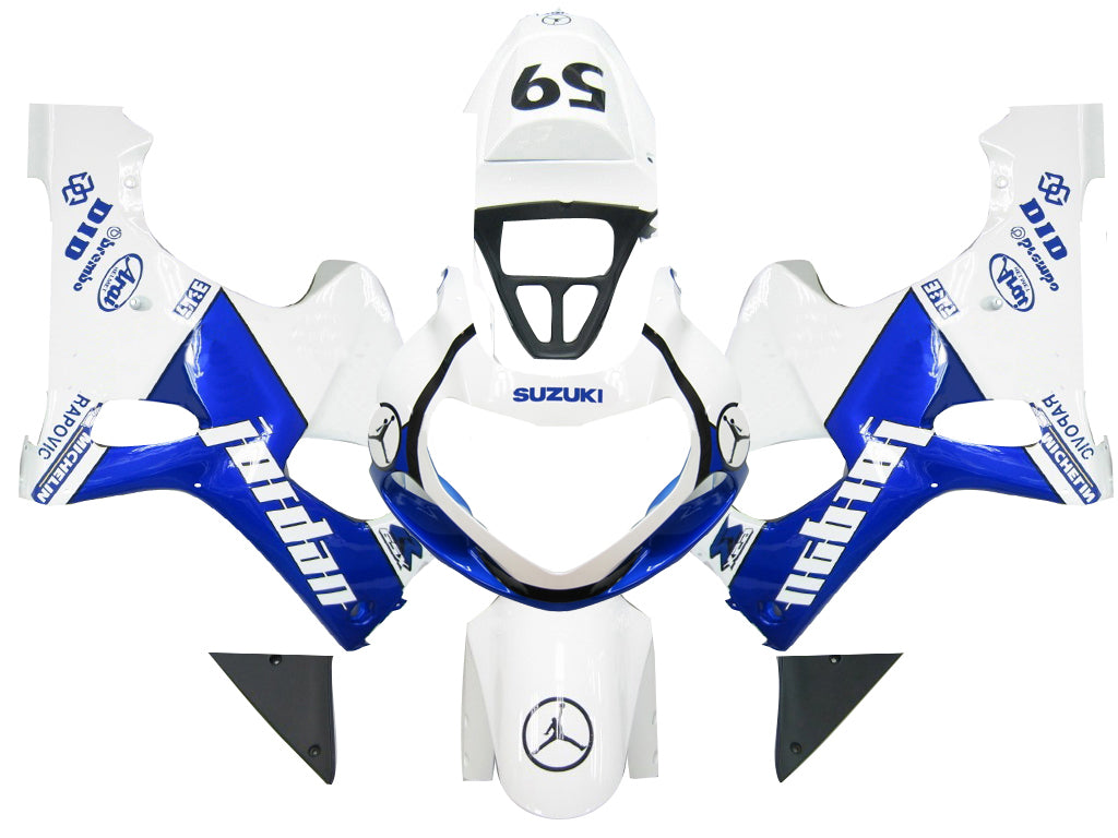 Fairings 2000-2002 Suzuki GSXR 1000 White & Blue Jordan Generic
