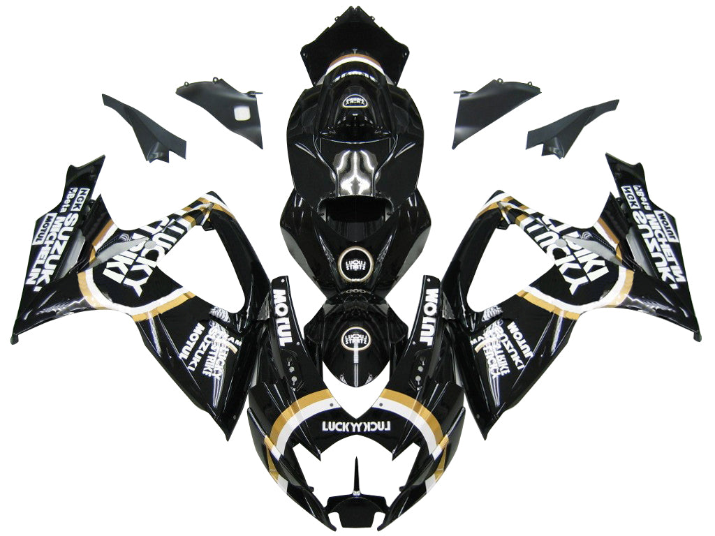 Fairings 2006-2007 Suzuki GSXR 600 750 Black Gold Lucky Strike Generic