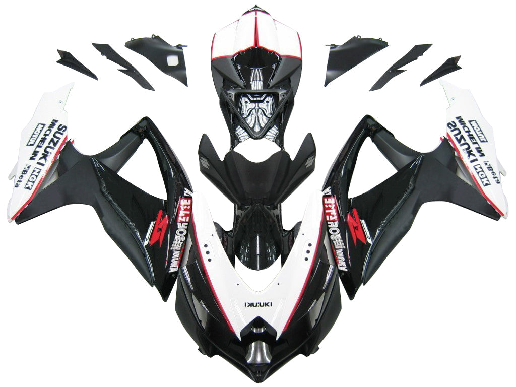Fairings 2008-2010 Suzuki GSXR 600 750 Black White GSXR Generic