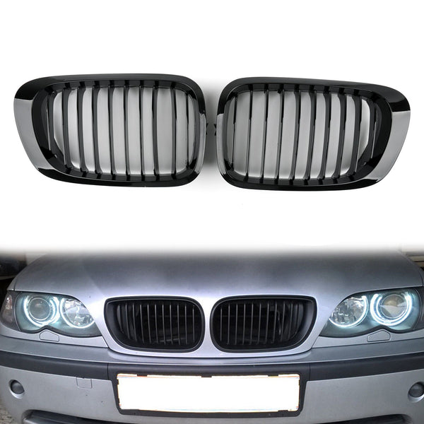 Front Fence Grill Grille ABS Gloss Black Mesh For BMW E46 2D (1999-2002) 3 Series