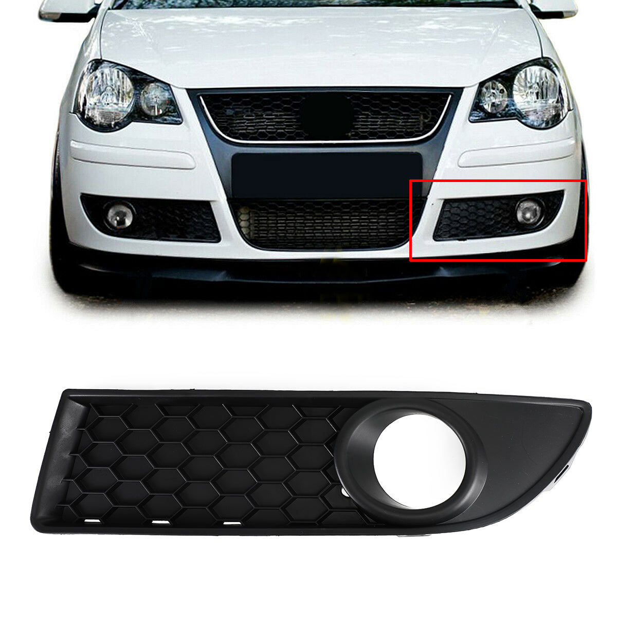 Honeycomb Style Front Lower Grille Left Side For VW Polo 9N3 GTI (2005-2009) Generic