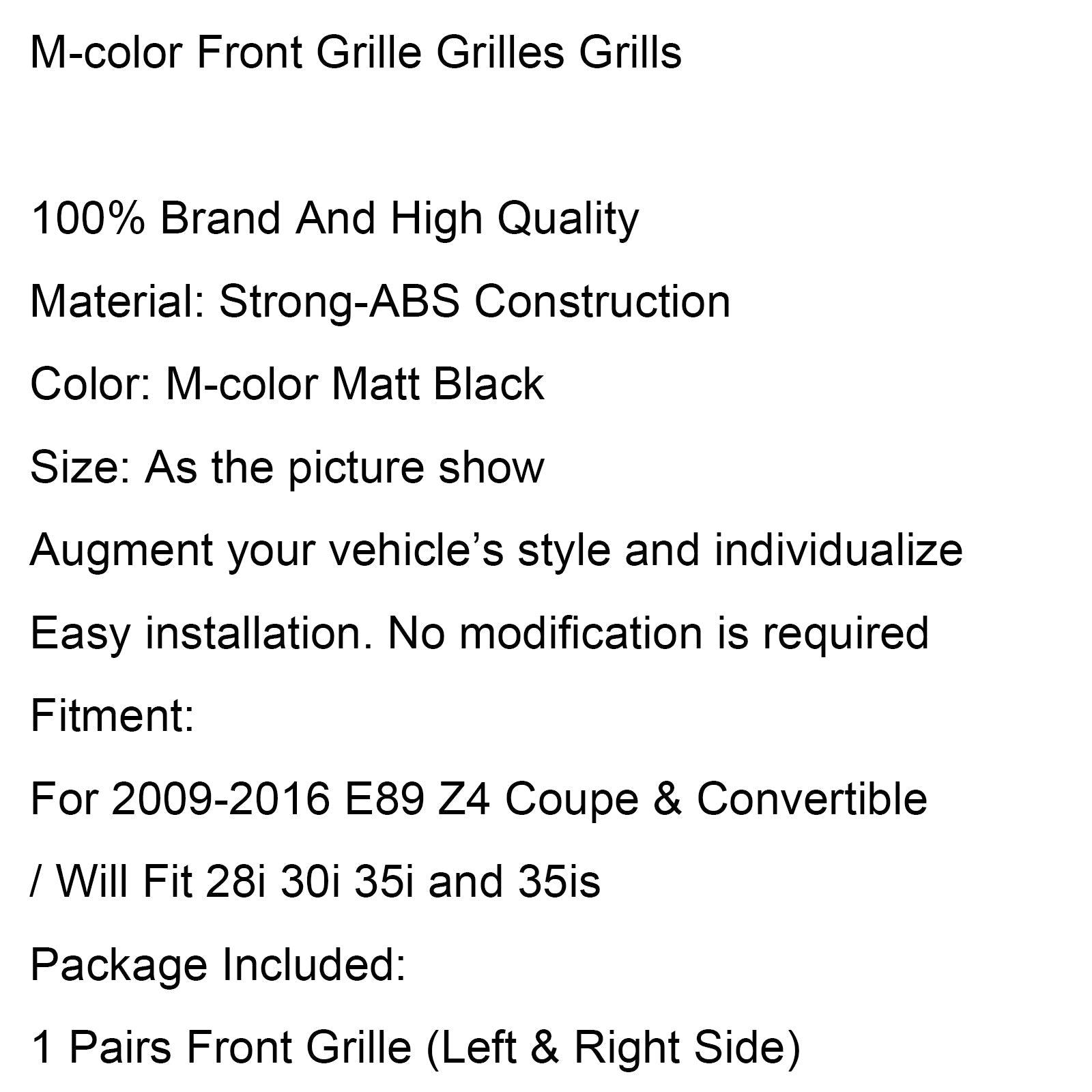 2Pcs Front Kidney Grille Grill For BMW Z4 E89 (2009-2016) Generic