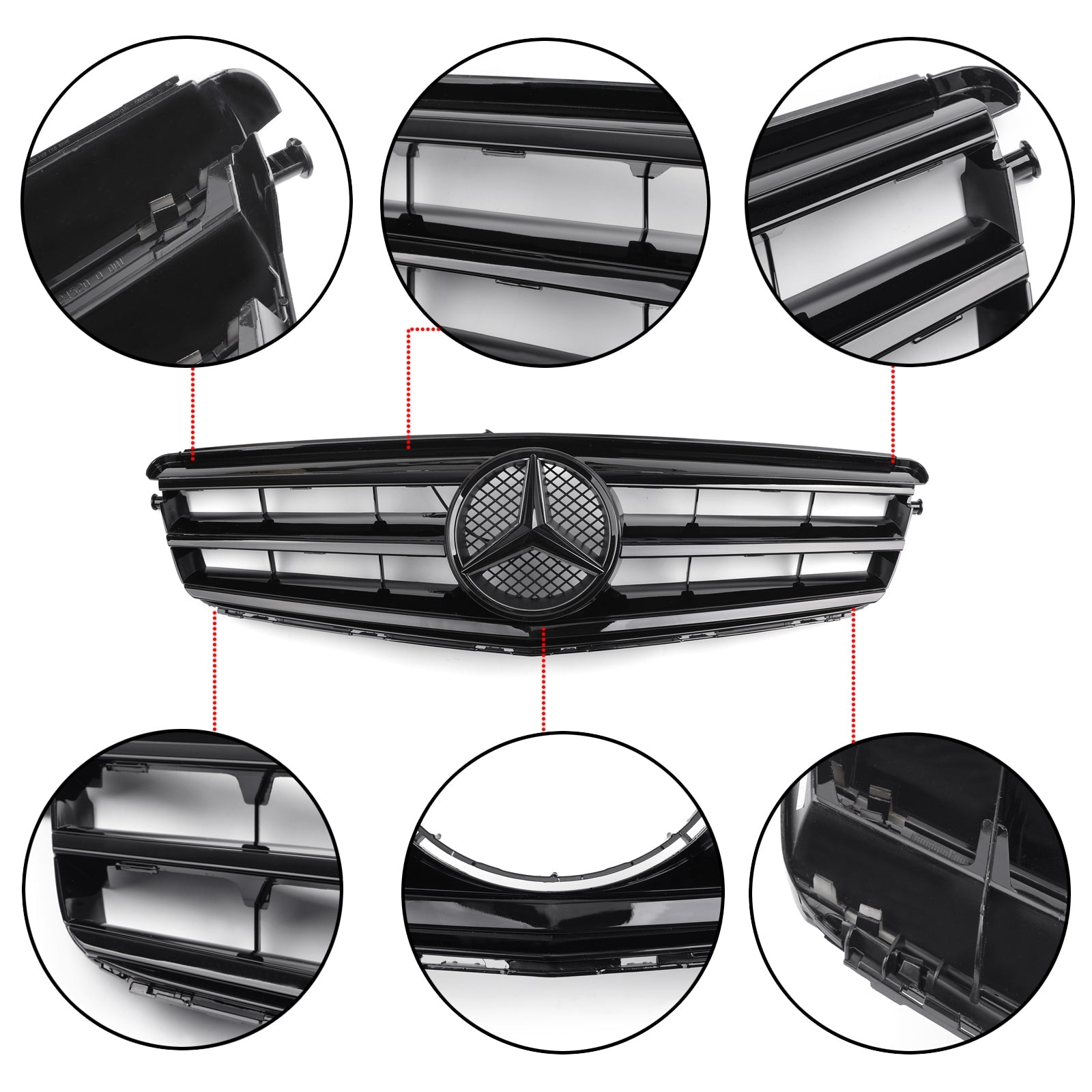 Rejilla de repuesto para parrilla superior delantera W204 2008-2014 Benz, color negro genérico