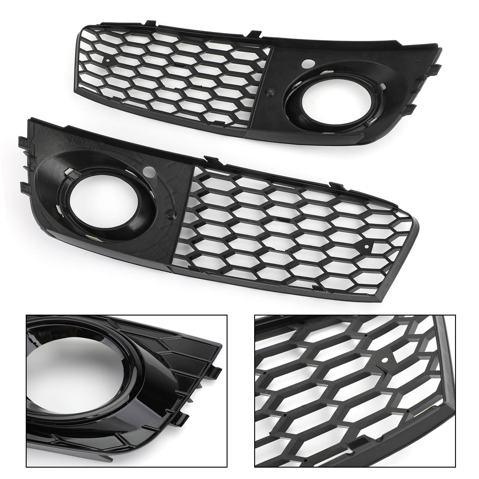 A4 B8 2009-2012 Audi Pair Honeycomb Mesh Fog Light Open Vent Grill Replacement Grille Intake Generic