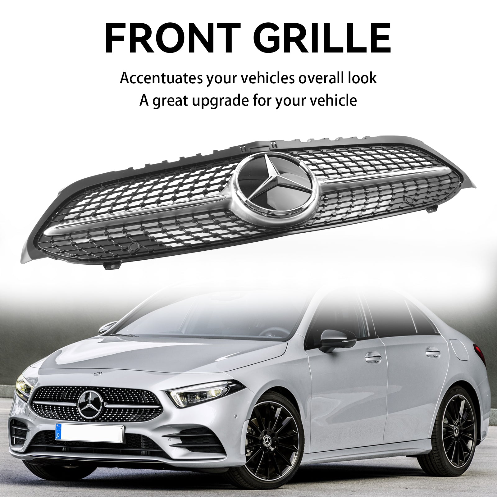 Benz A-Class W177 2019-2023 Black Diamond Front Bumper Grill Grille