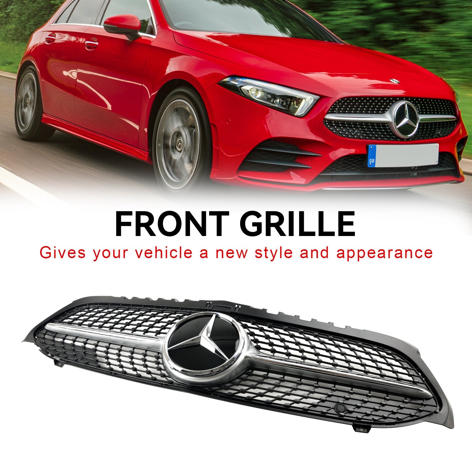Benz A-Class W177 2019-2023 Black Diamond Front Bumper Grill Grille
