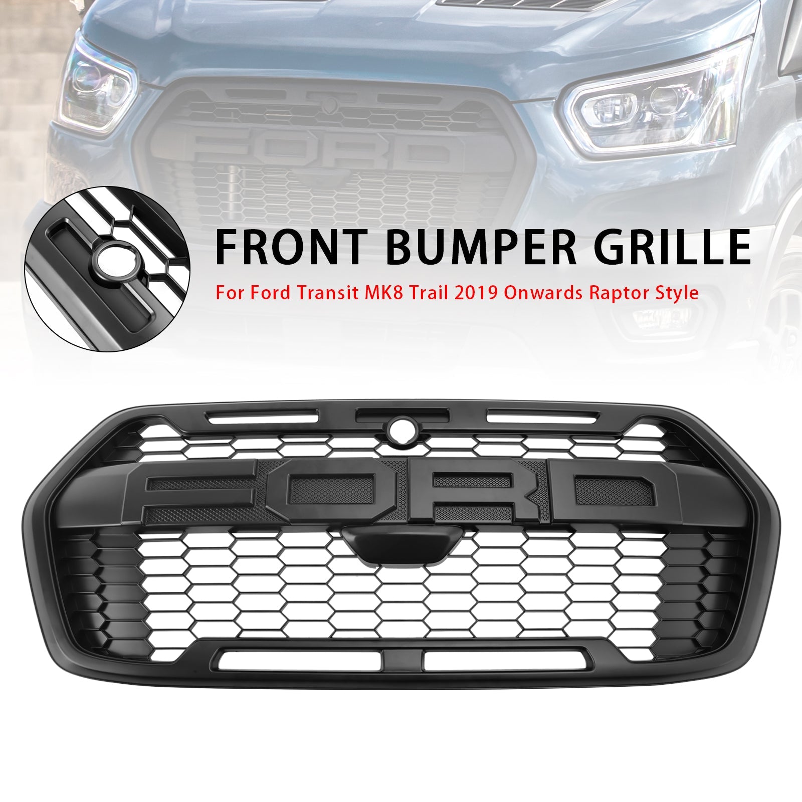 Ford Transit MK8 Trail 2019-Onwards Raptor Style Front Bumper Grille 2467809