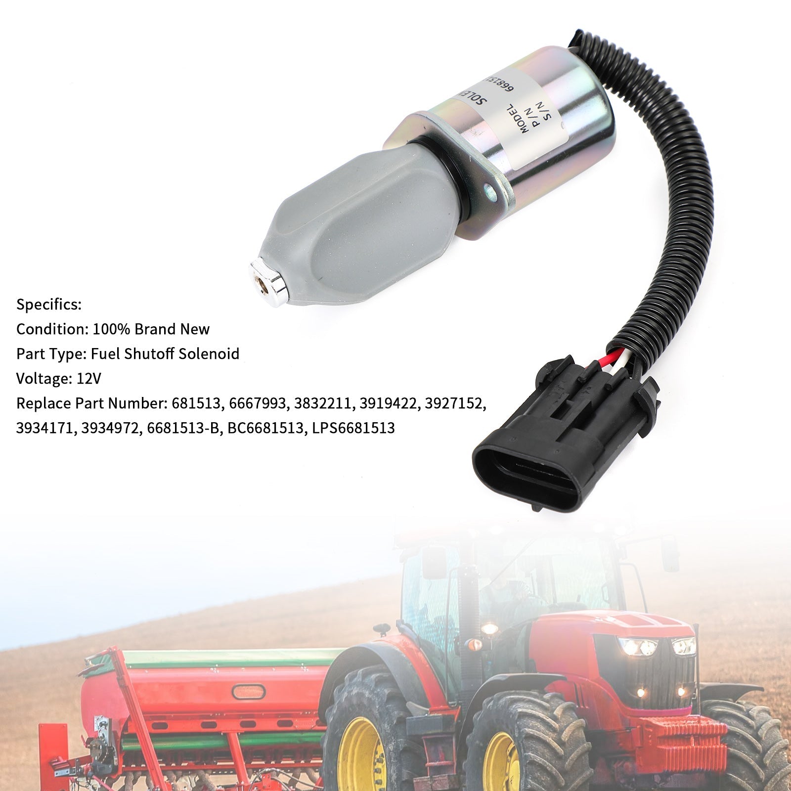Bobcat 굴삭기 325 328 331 334 연료 차단 솔레노이드 6681513 12V용