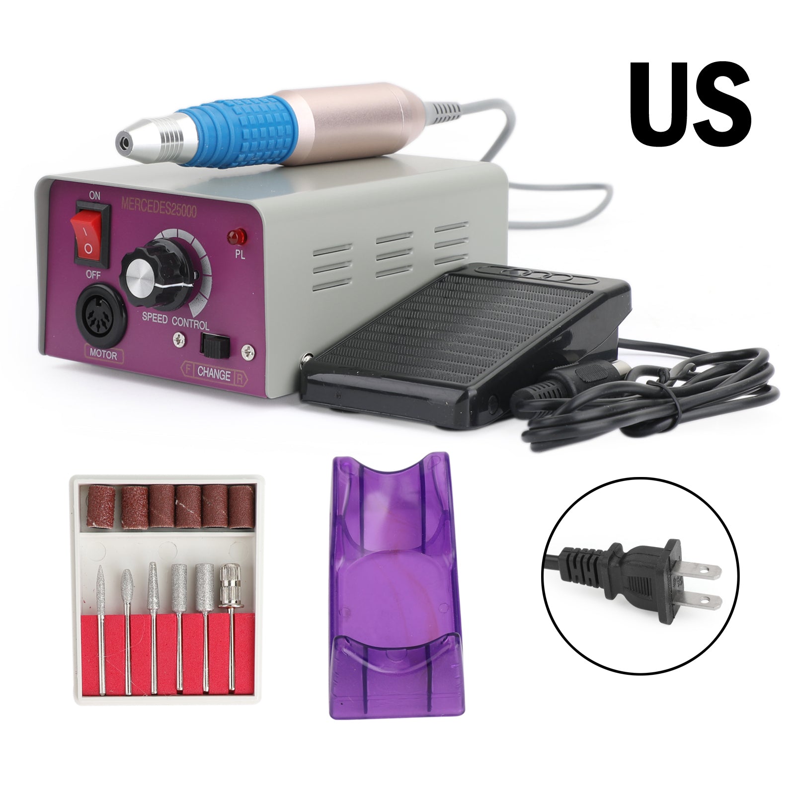25000RPM 프로 매니큐어 도구 페디큐어 전기 드릴 파일 네일 아트 머신 세트 (미국/호주)
