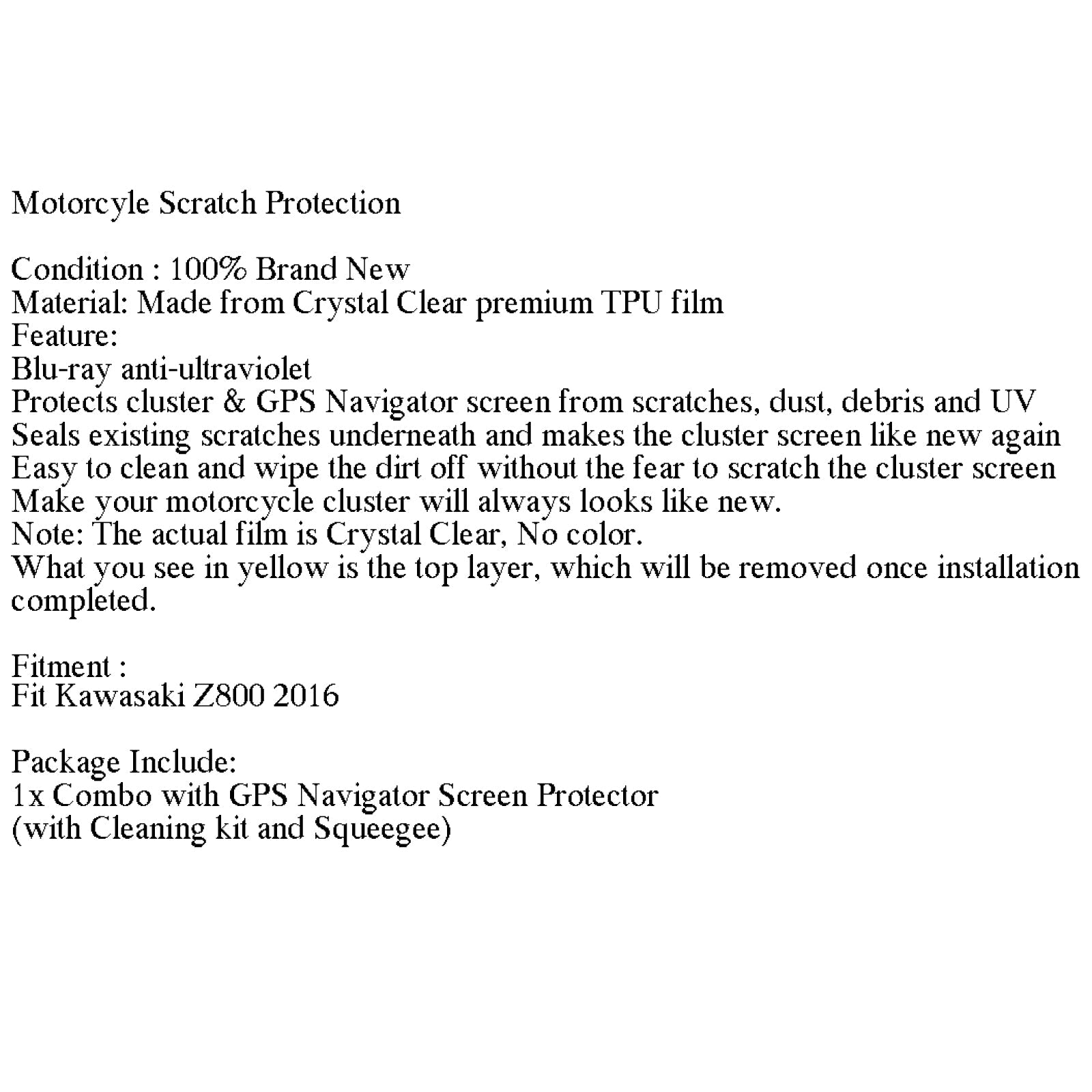 Speedometer Cluster Scratch Protection Film Screen Protector Fit Kawasaki Z800 Generic