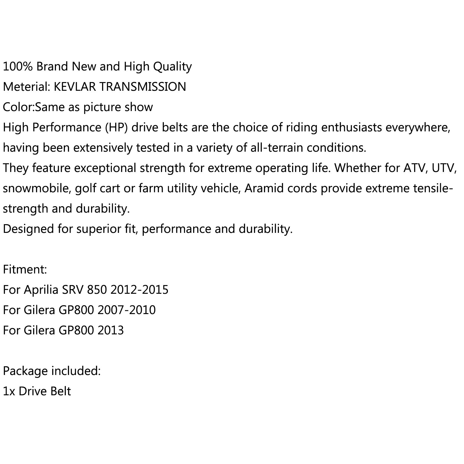 Drive Belt For Aprilia SRV 850 2012-2015 GP800 2007-2010 2009 GP800 2013 Generic