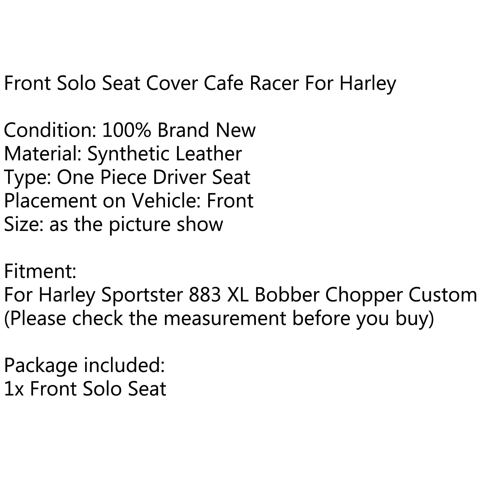 할리 스포츠스터 883 XL 바버 쵸퍼 커스텀 제네릭용 카페 레이서 솔로 시트 커버