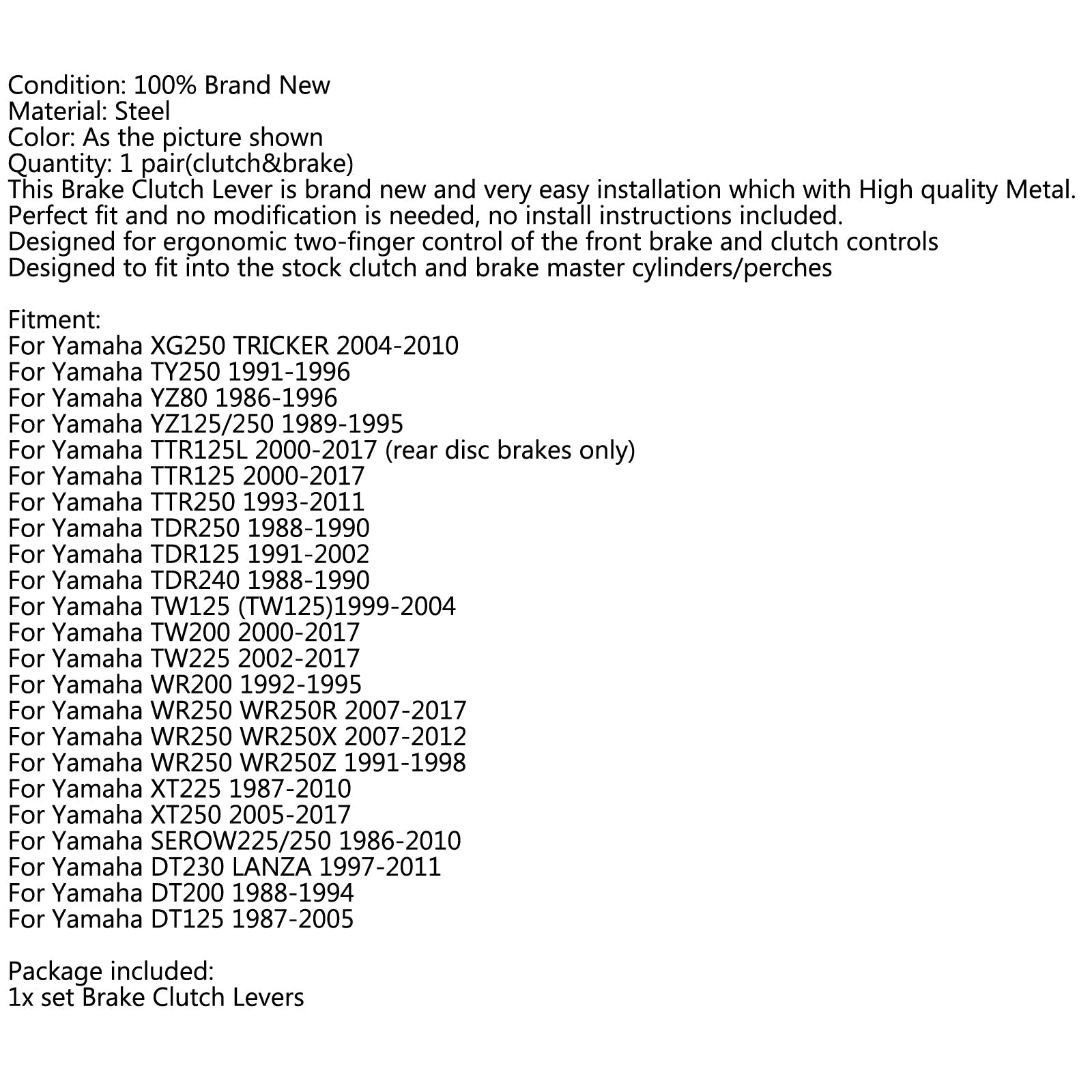 야마하 XG250 TY250 YZ80 YZ80 TTR 125 250 일반용 피벗 오토바이 클러치 브레이크 레버