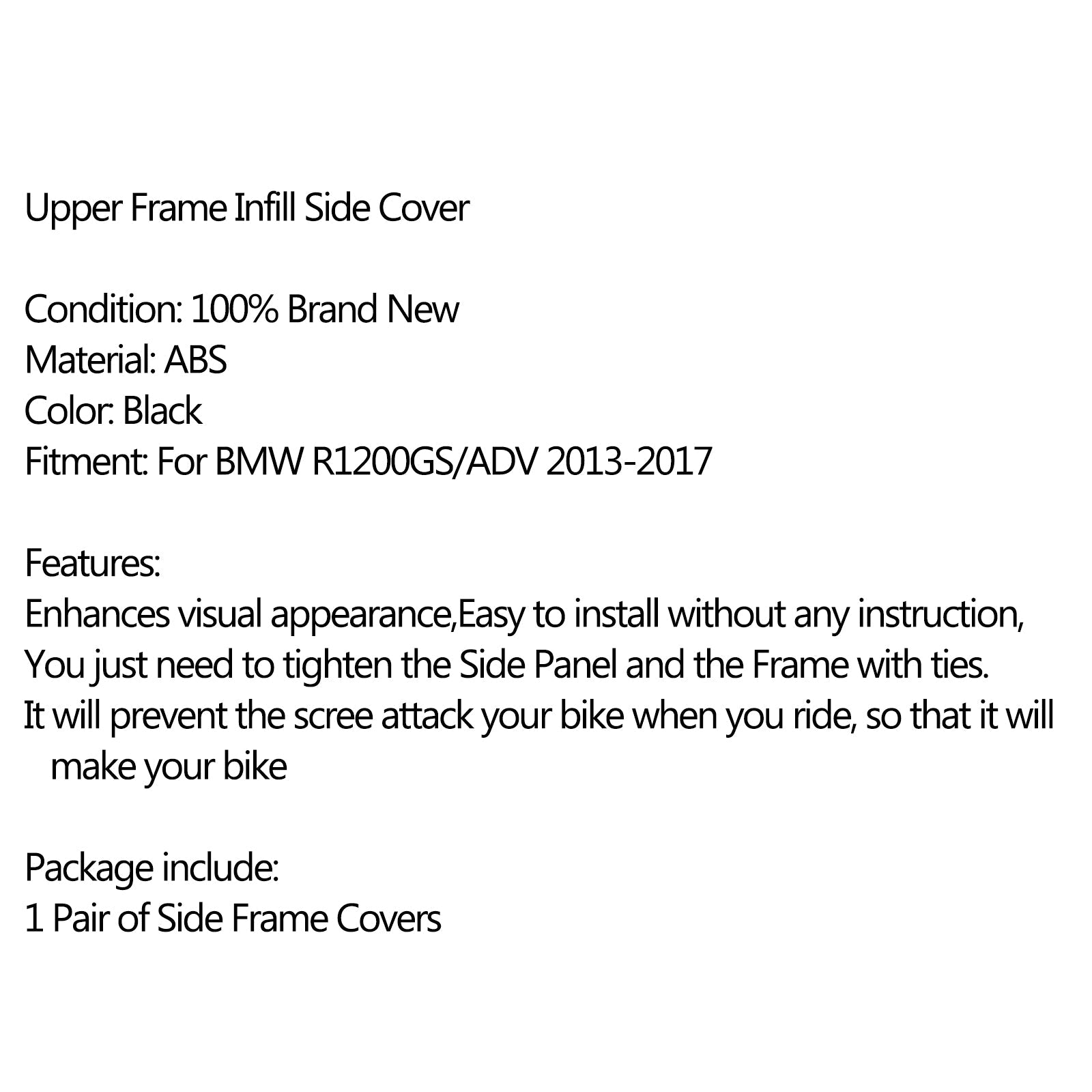 Motorcycle Upper Frame Infill Side Panel Set Guard Protector For BMW R1200GS Generic