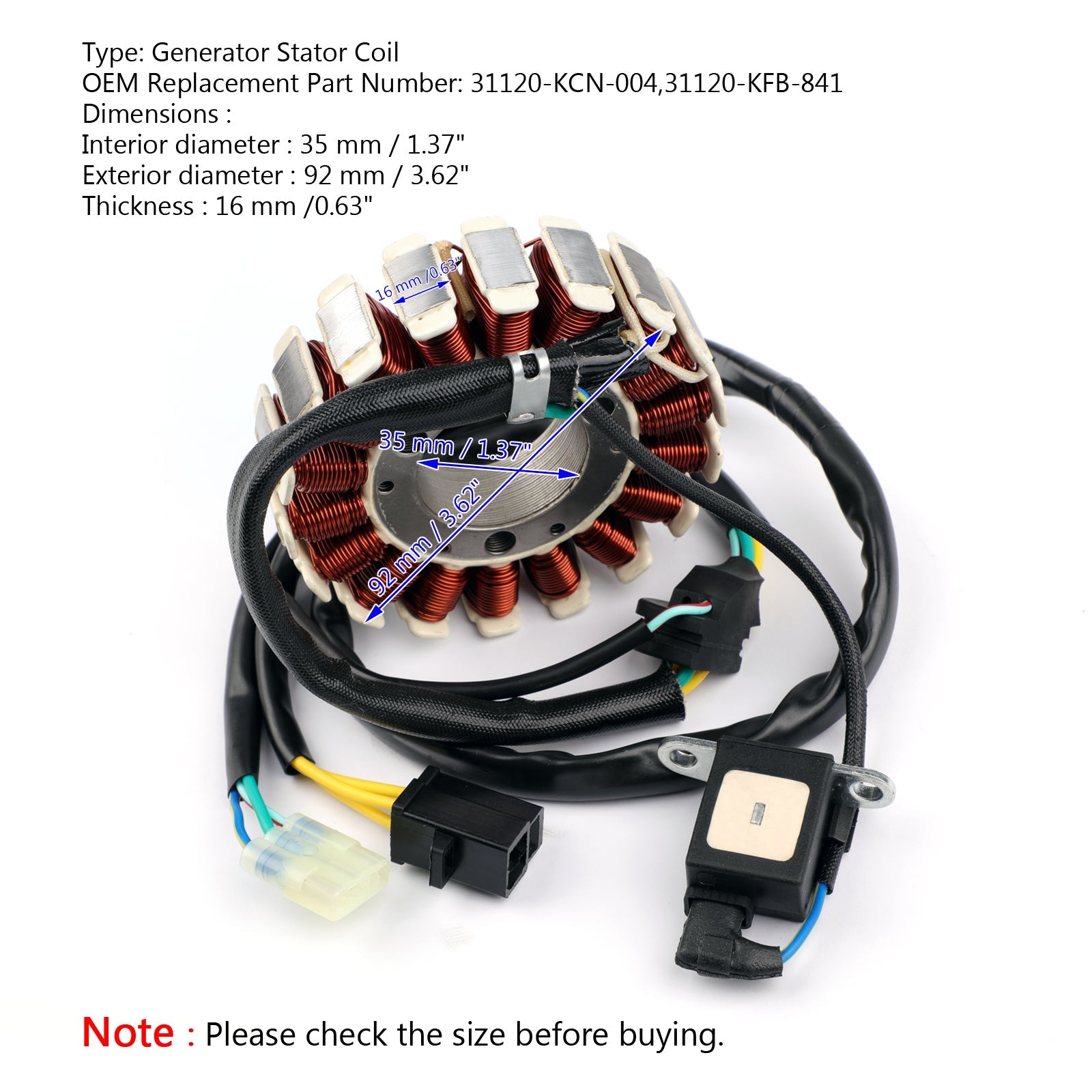 Generator Stator Coil For CLR125 XLR125 98-03 CRF230 SL230 02-09 31120-KFB-841 Generic