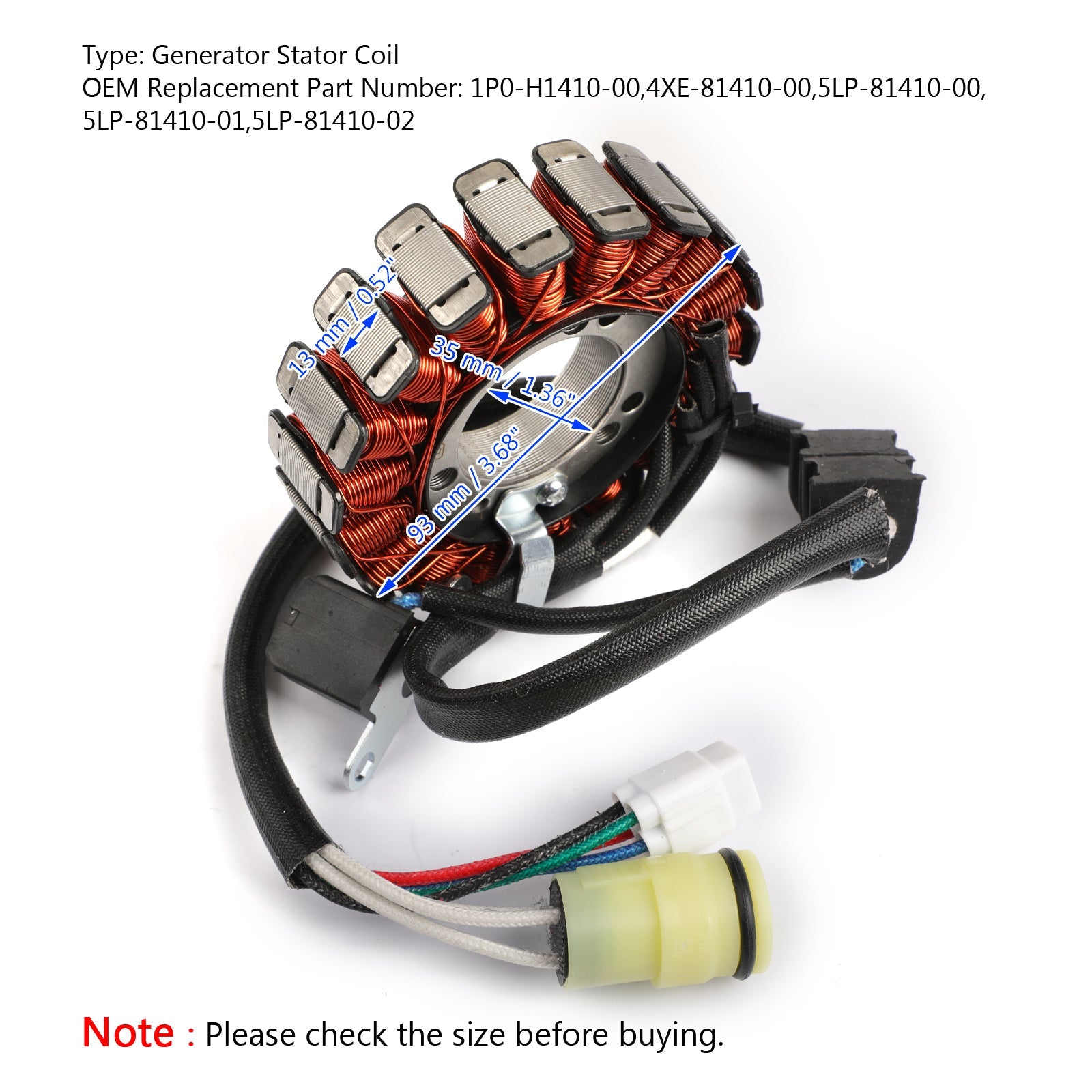 Magneto Generator Stator Coil for Yamaha YFM250 01-09 YFM660 01-05 1P0-H1410-00 Generic