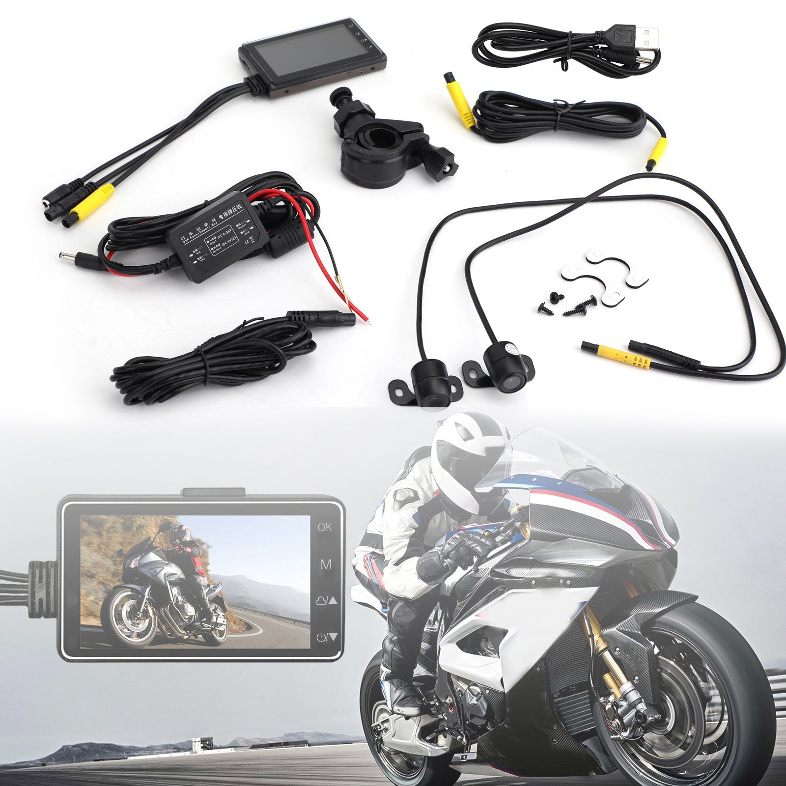 1080P Motorcycle DVR Motorbike Video recorder Dual Camera Support Generic