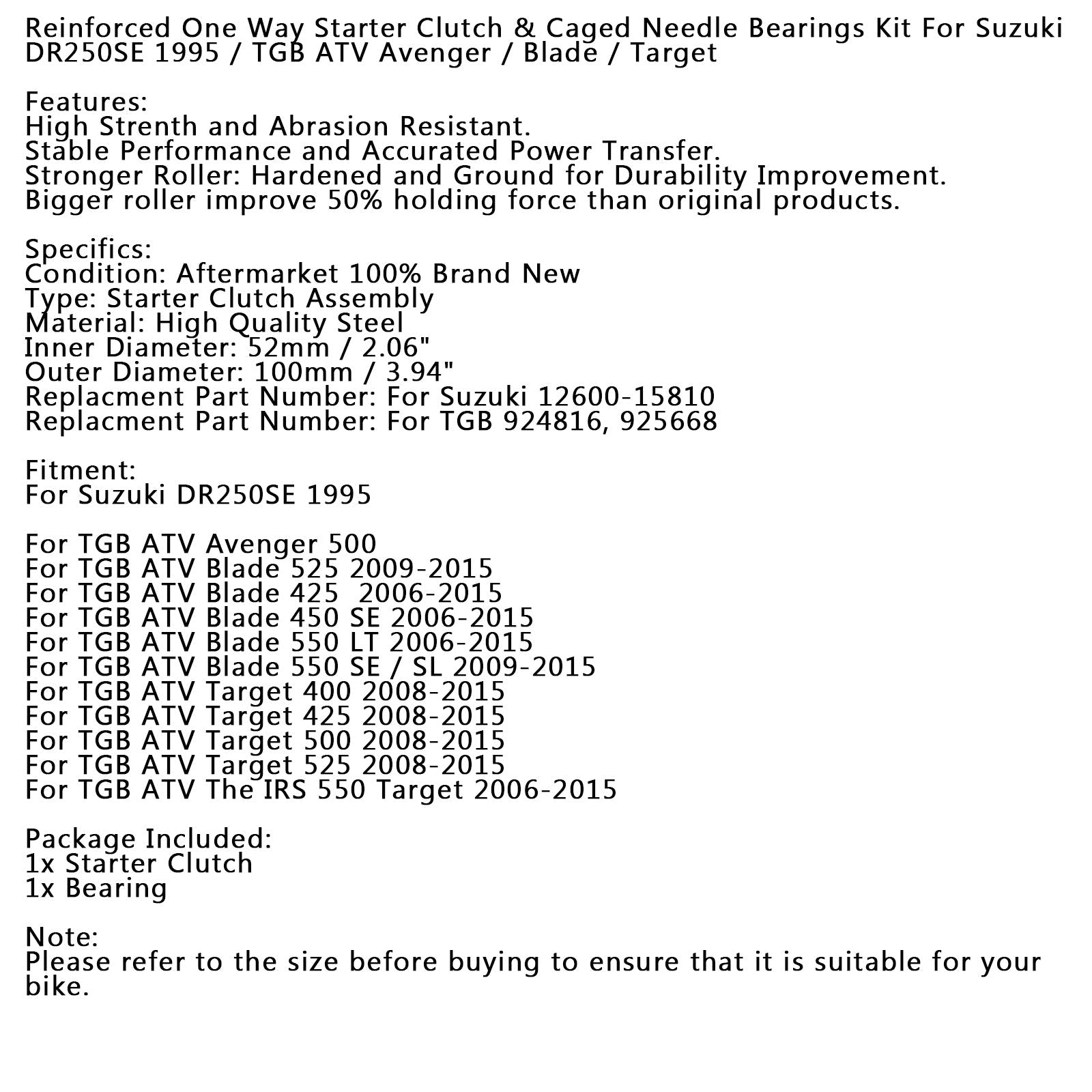 One Way Starter Clutch For TGB Target/ Blade 425 /525/ 550/ 600 / 925668/ 924816