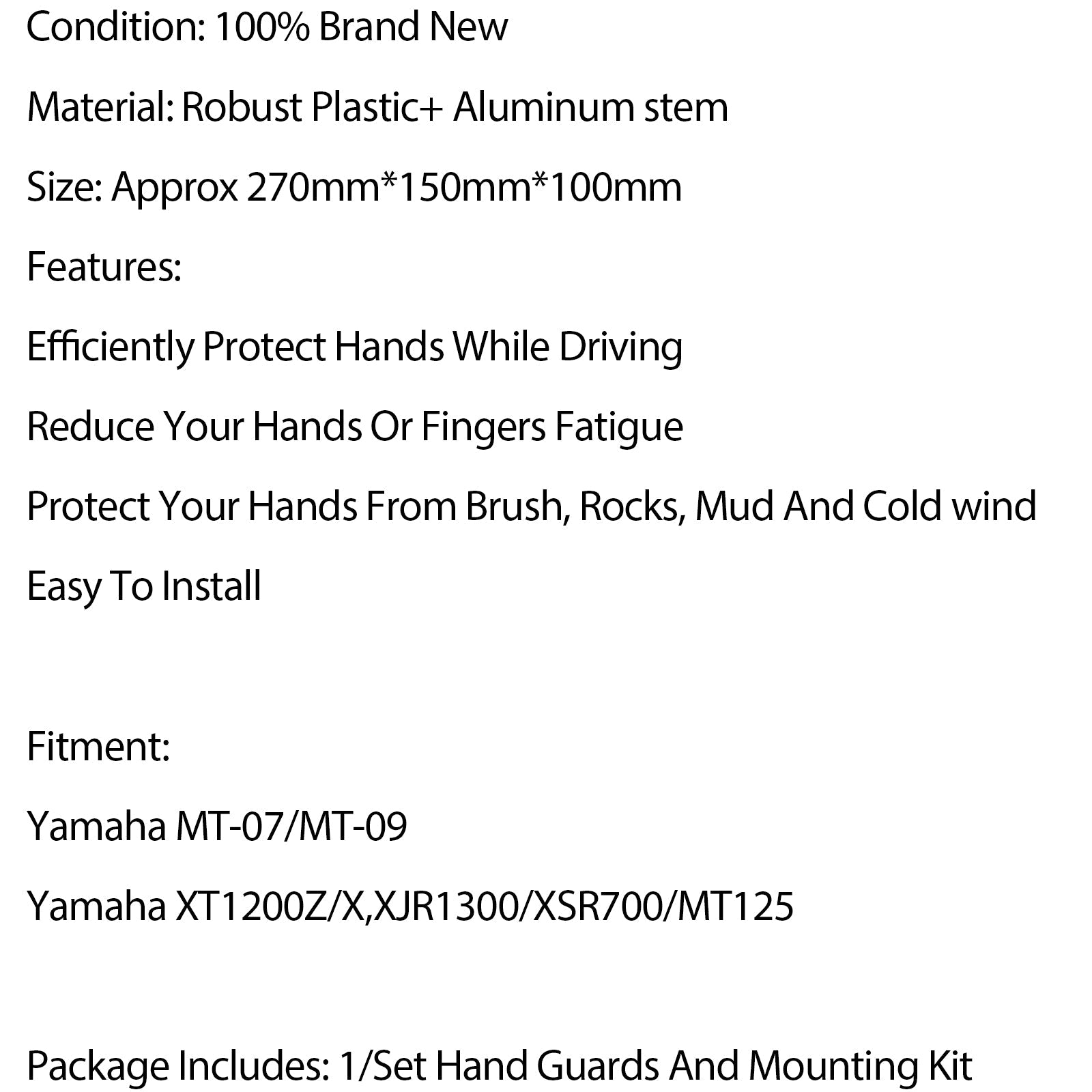 Handguard Protector Kit With Spoilers For Yamaha MT-07/MT-09 XJR1300/MT125 Generic