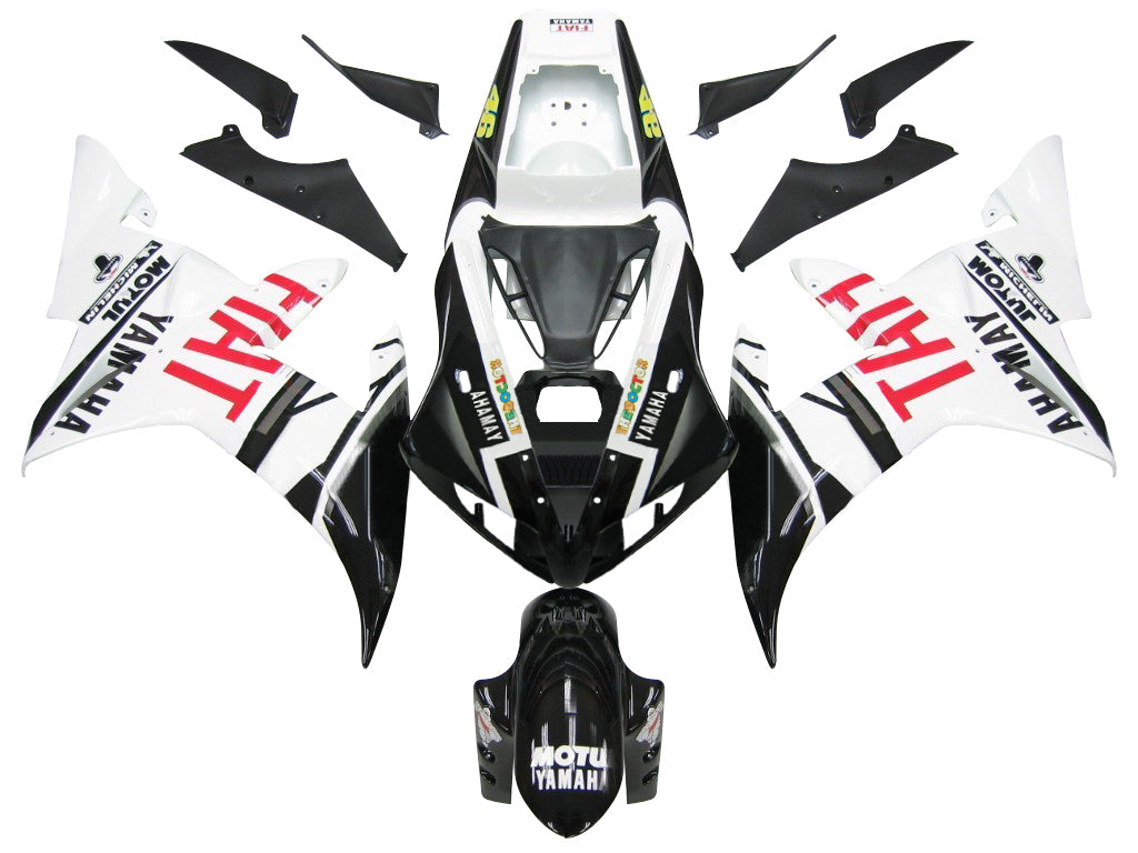 Fairings 2002-2003 Yamaha YZF-R1 Black White No.46 FIAT Generic