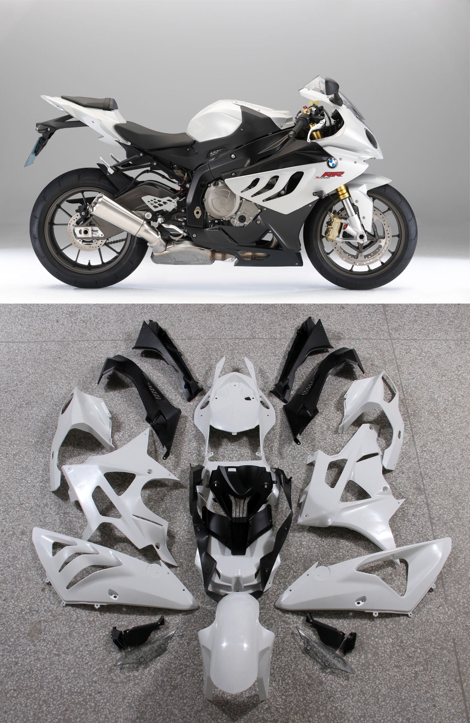 Fairings for 2009-2014 BMW S1000RR White SRR Generic