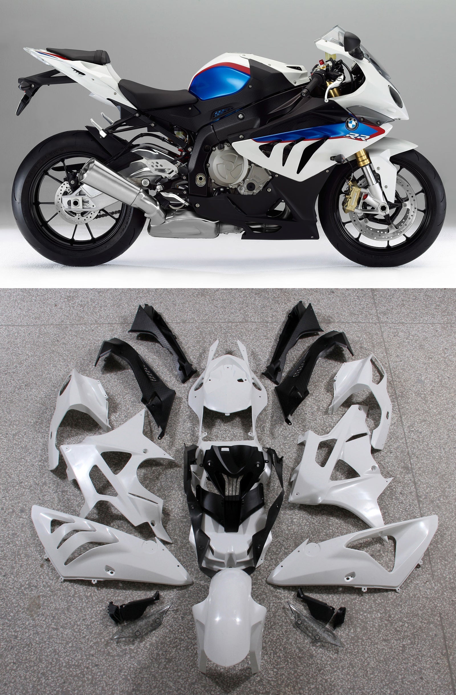 2009-2014 BMW S1000RR 화이트 블루 SRR 제네릭 페어링